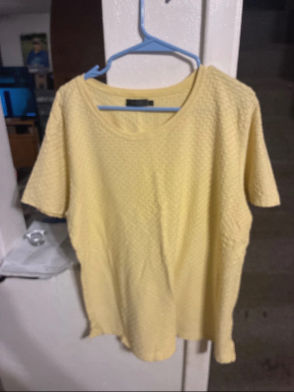 Relaxed Short Sleeve Textured Yellow Tee